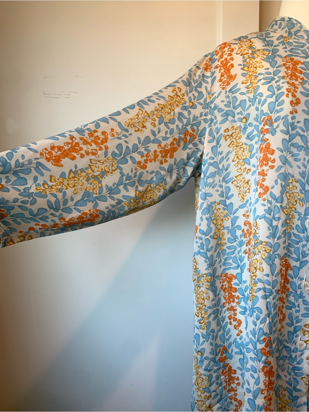Harari Silk Button-Front Tunic in Light Blue and Orange - Picture 8 of 11